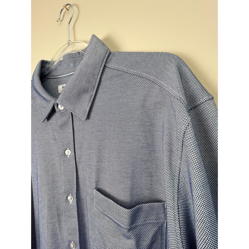 Tommy Bahama San Lucio Stretch Shirt XL Blue White Micro Pattern Resort‎ FLAW